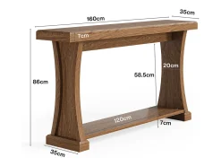 Mesa de consola de 160 cm para entrada, mesa de entrada de 2 niveles detrás del sofá