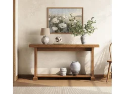 Mesa de consola de 160 cm para entrada, mesa de entrada de 2 niveles detrás del sofá