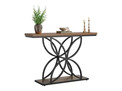 Mesa de consola industrial para entrada, mesa baja con patas en forma de mariposa de metal único