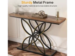 Mesa de consola industrial para entrada, mesa baja con patas en forma de mariposa de metal único