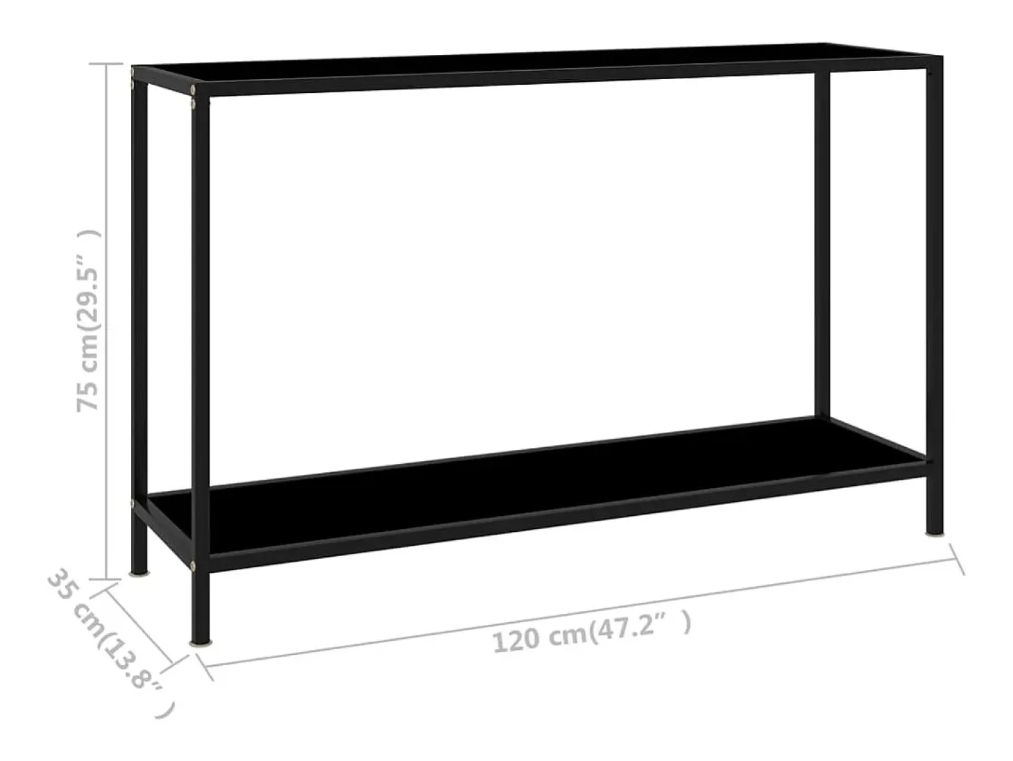 Mesa de consola negro vidrio templado 120x35x75 cm