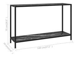 Mesa de consola negro vidrio templado 120x35x75 cm