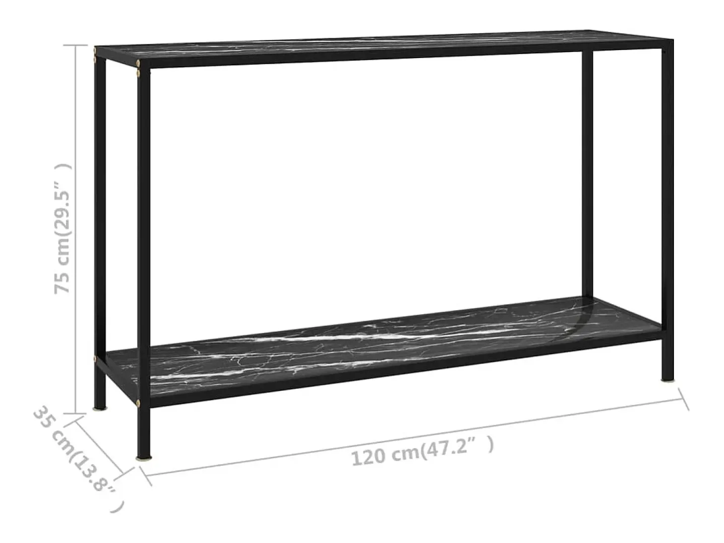 Mesa de consola negro vidrio templado 120x35x75 cm