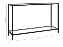 Mesa de consola transparente vidrio templado 120x35x75 cm