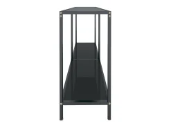 Mesa de consola vidrio templado negro 140x35x75,5 cm
