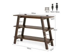 Mesa de entrada de 105 cm, mesas de consola para sofá de 3 niveles, estrecha y larga con estantes de almacenamiento abiertos