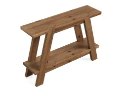 Mesa de entrada de madera maciza de 110 cm, mesa consola rústica de 2 niveles con almacenamiento