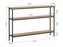 Mesa de Entrada Recibidor Mesa de Consola con 3 Niveles Estructura de Metal, Estilo Industrial 120 x 77 x 20 cm FSB49-PZ SoBuy ES