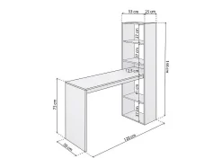 Mesa de escritorio con estantería en blanco artik 120x50 cm Cosmic Blanco Artik (Blanco Mate)