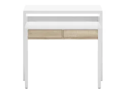 Mesa de escritorio extensible Zira Blanco Artik (Blanco Mate) - Roble Canadian