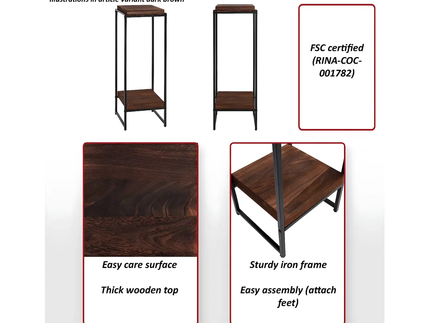 Mesa de flores MCW-K71, color natural, 101cm