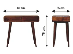 Mesa de pasillo curvada en castaño de Artisan Furniture, 2 cajones, marrón