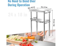 Mesa de Trabajo de Acero Inoxidable SucceBuy, 61 x 46 x 91 cm, Mesa de Preparación de Alimentos Comercial