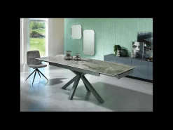 Mesa extensible de 160cm a 240cm moderna encimera de cerámica sobre cristal templado mármol antracita
