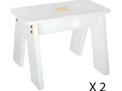 Mesa Infantil c/2 Taburetes Sup. Reversible Dormitorio Cuarto Juegos Blanco