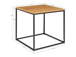 Mesa lateral de aspecto de roble con marco negro 45 x 45 x 45 cm
