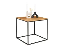 Mesa lateral de aspecto de roble con marco negro 45 x 45 x 45 cm