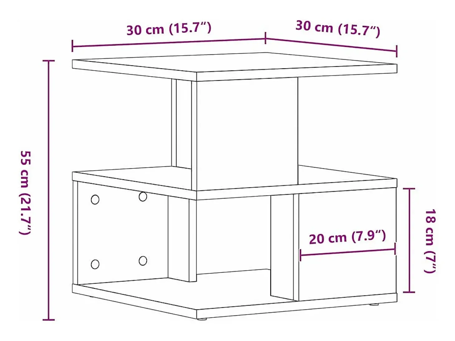 Mesa lateral Madera vieja 40 x 40 x 40 cm Madera contrachapada