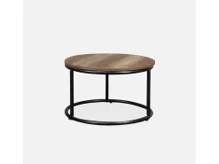 Mesa redonda nido con efecto madera, set de 2 madera