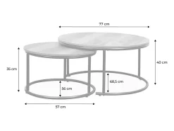 Mesa redonda nido con efecto madera, set de 2 madera
