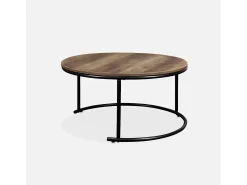 Mesa redonda nido con efecto madera, set de 2 madera