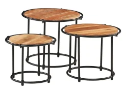 Mesas apilables 3 piezas madera maciza de acacia