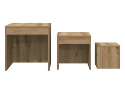 Mesas apilables 3 pzas madera contrachapada color roble artisan