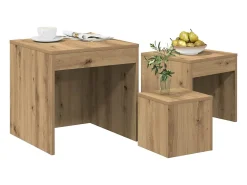 Mesas apilables 3 pzas madera contrachapada color roble artisan