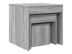 Mesas apilables 3 pzas madera contrachapada color gris Sonoma