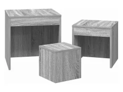 Mesas apilables 3 pzas madera contrachapada color gris Sonoma