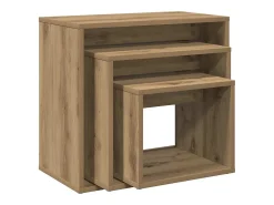 Mesas apilables 3 pzas madera contrachapada color roble artisan