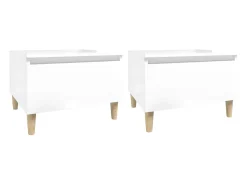 Mesas auxiliares 2 uds contrachapada blanco brillo 50x46x35 cm