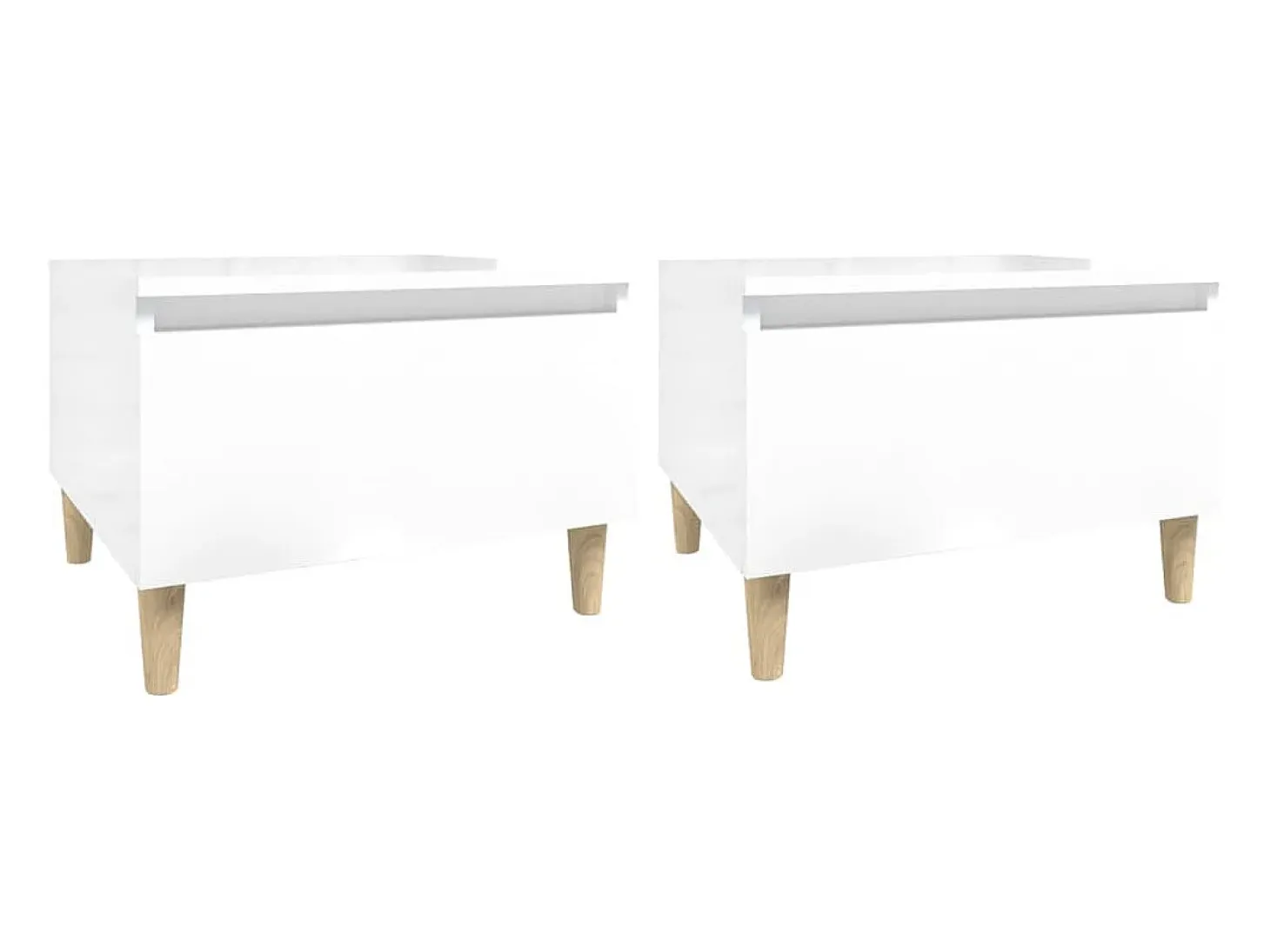 Mesas auxiliares 2 uds contrachapada blanco brillo 50x46x35 cm