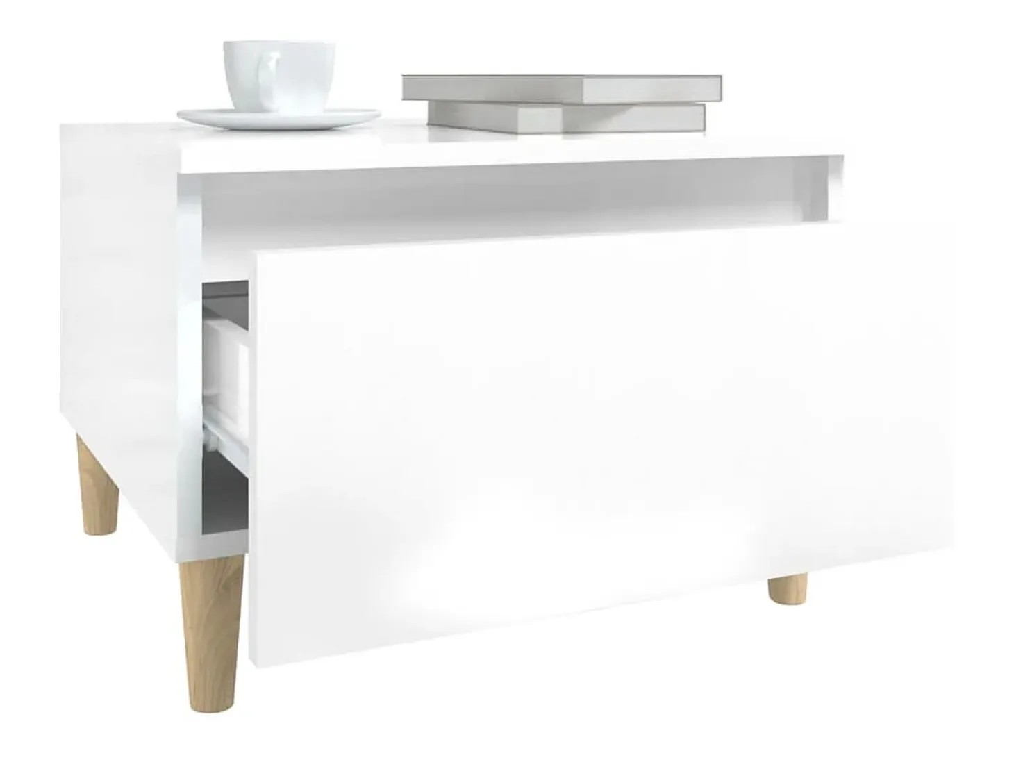 Mesas auxiliares 2 uds contrachapada blanco brillo 50x46x35 cm