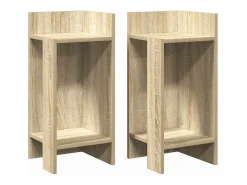 Mesas auxiliares 2 uds con estante roble sonoma 25,5x27x60 cm