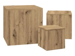 Mesas auxiliares 3 uds madera de ingeniería roble artisan