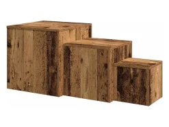 Mesas auxiliares 3 uds madera de ingeniería roble artisan