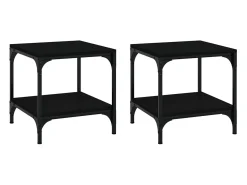 Mesas auxiliares 2 uds madera contrachapada negro 40x40x40 cm