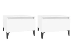 Mesas auxiliares 2 unidades madera contrachapada blanco 50x46x35 cm