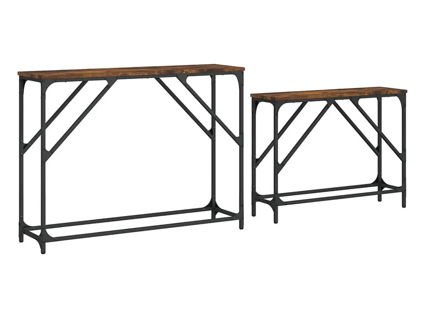 Mesas consola apilables 2 piezas madera ingeniería roble ahumado