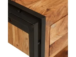 Mesas consola con cajón 2 piezas Marrón Madera maciza de Acacia