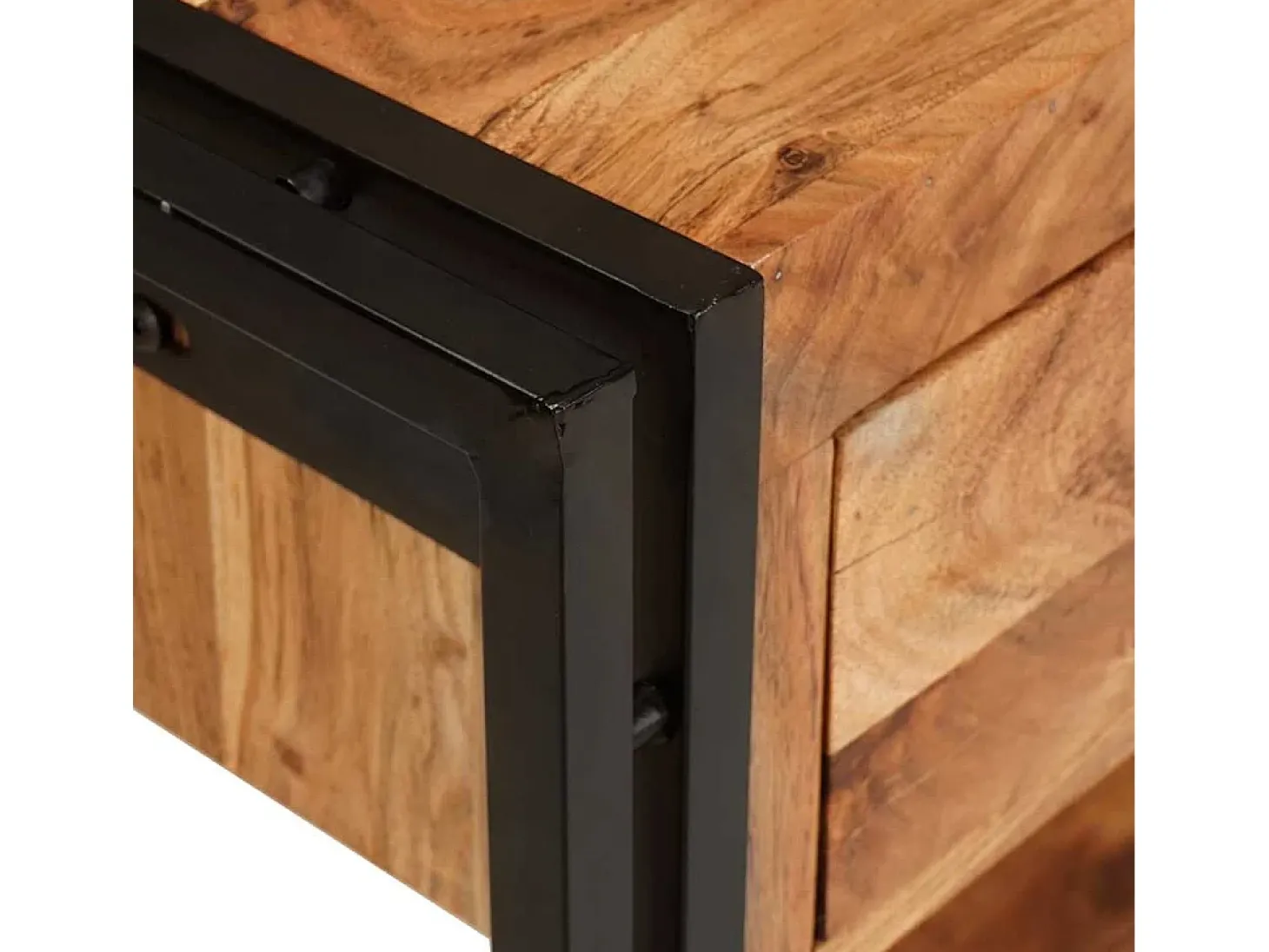 Mesas consola con cajón 2 piezas Marrón Madera maciza de Acacia