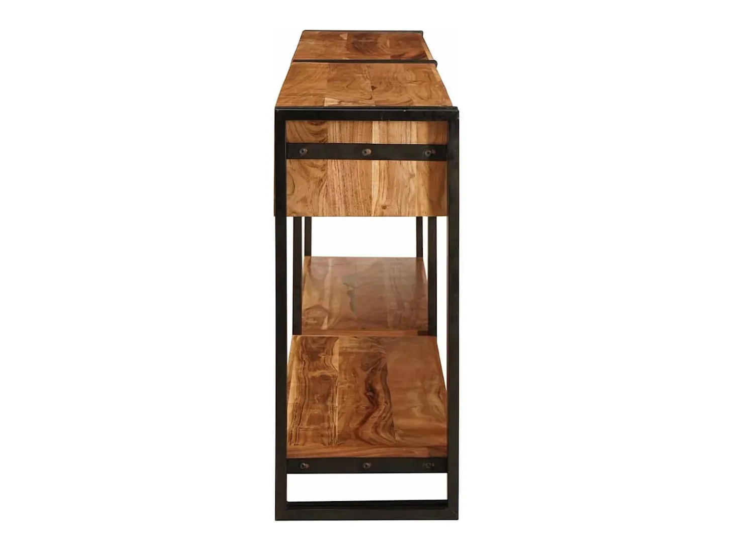 Mesas consola con cajón 2 piezas Marrón Madera maciza de Acacia
