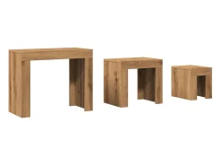 Mesas de centro apilables 3 unidades madera ingeniería roble artisan