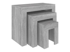 Mesas de centro apilables 3 pzas madera ingeniería gris Sonoma