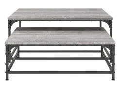 Mesas de centro apilables 2 piezas madera ingeniería gris Sonoma