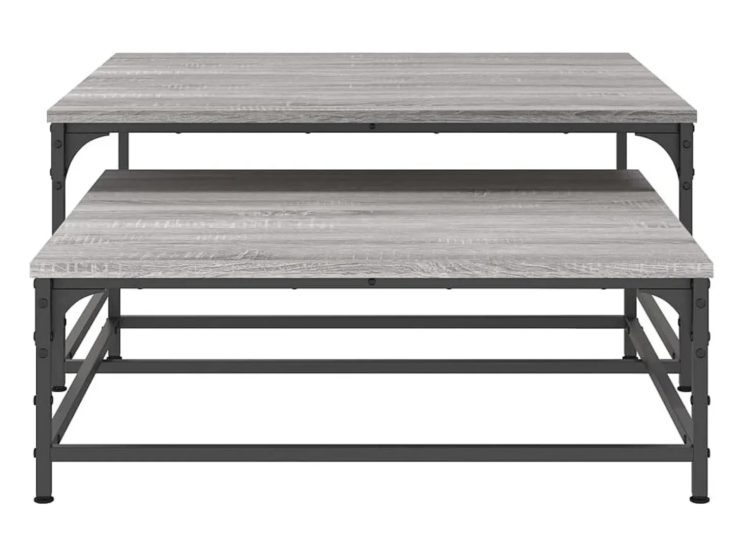 Mesas de centro apilables 2 piezas madera ingeniería gris Sonoma