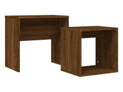 Mesas de centro apilables 2 piezas madera ingeniería roble marrón