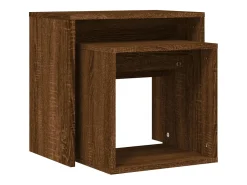Mesas de centro apilables 2 piezas madera ingeniería roble marrón