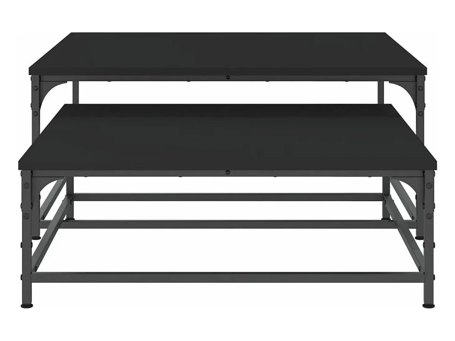 Mesas de centro apilables 2 piezas madera de ingeniería negro